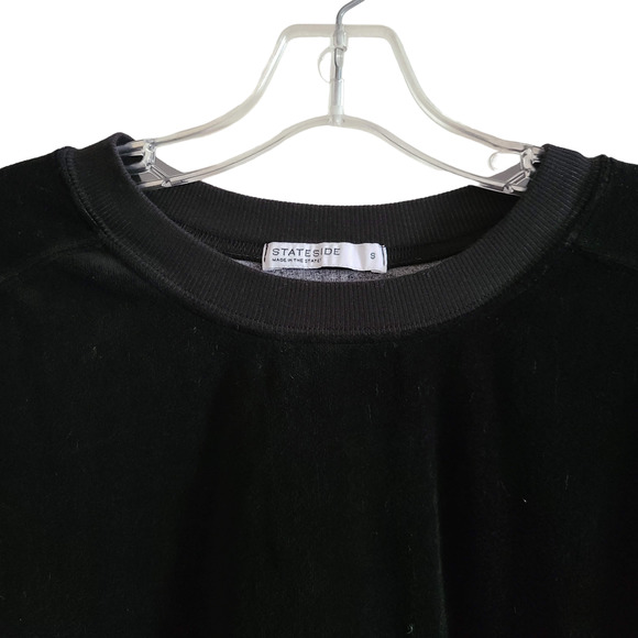 STATESIDE Black Cotton Blend Velour Crew Neck‎ Long Sleeve Sweatshirt Top Small - Picture 4 of 8